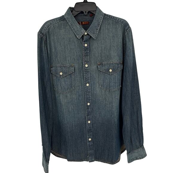7 for All Mankind Y2K Vintage Chambray Men's Button Front Shirt - Picture 1 of 7
